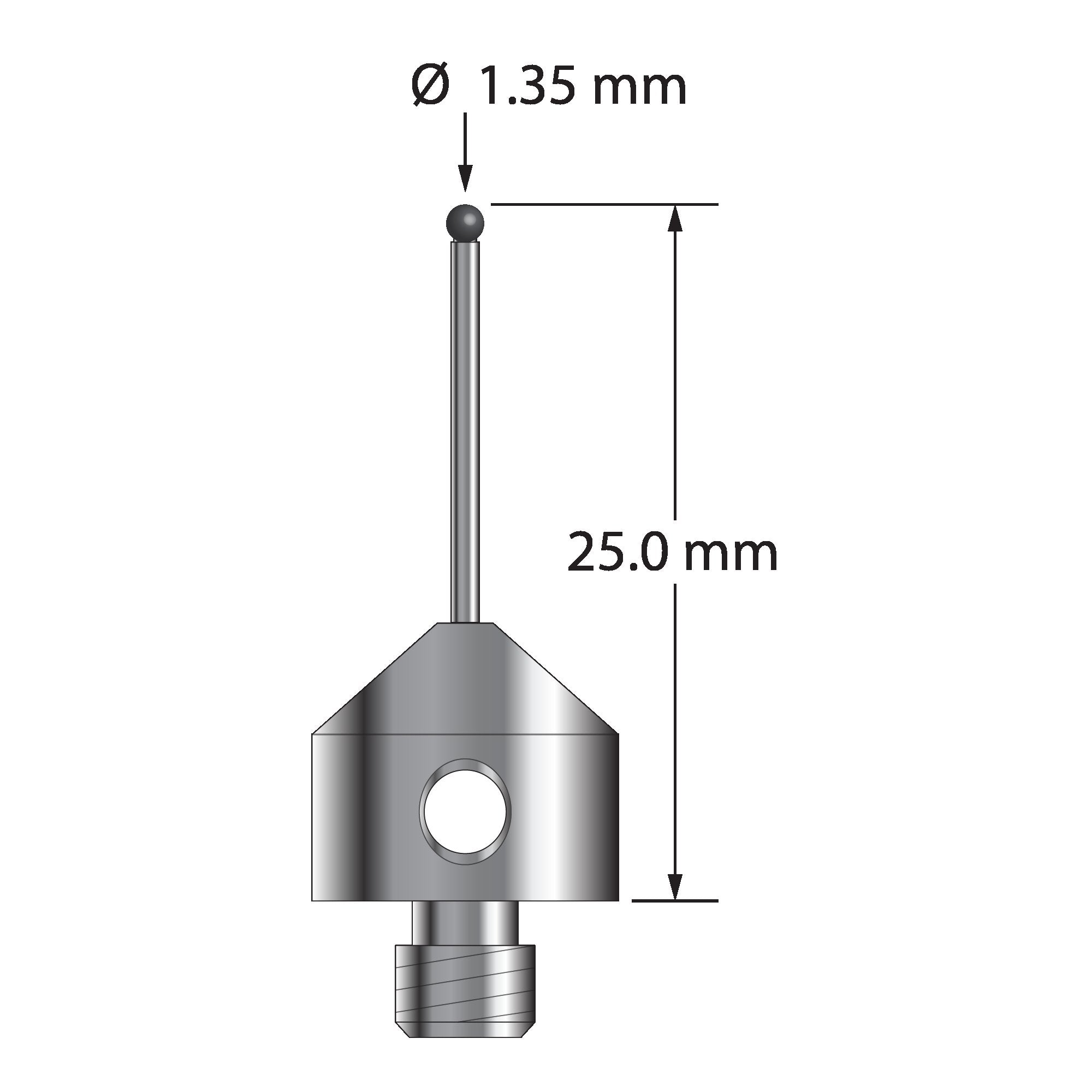 AFG-1325-SN M5 1.35mm silicon nitride stylus with carbide stem and stainless steel base, 25mm long by Q-Mark Manufacturing, Inc.