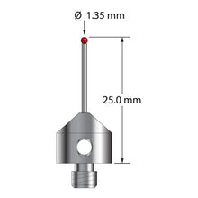 AFG-1325 M5 stylus with 1.35mm ruby ball, carbide stem, and stainless steel base, 25mm long by Q-Mark Manufacturing, Inc.