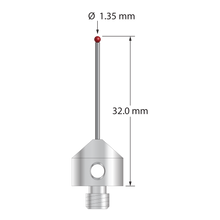 AFG-1332 M5 stylus with 1.35mm ruby ball, carbide stem, and stainless steel base, 32mm long by Q-Mark Manufacturing, Inc.
