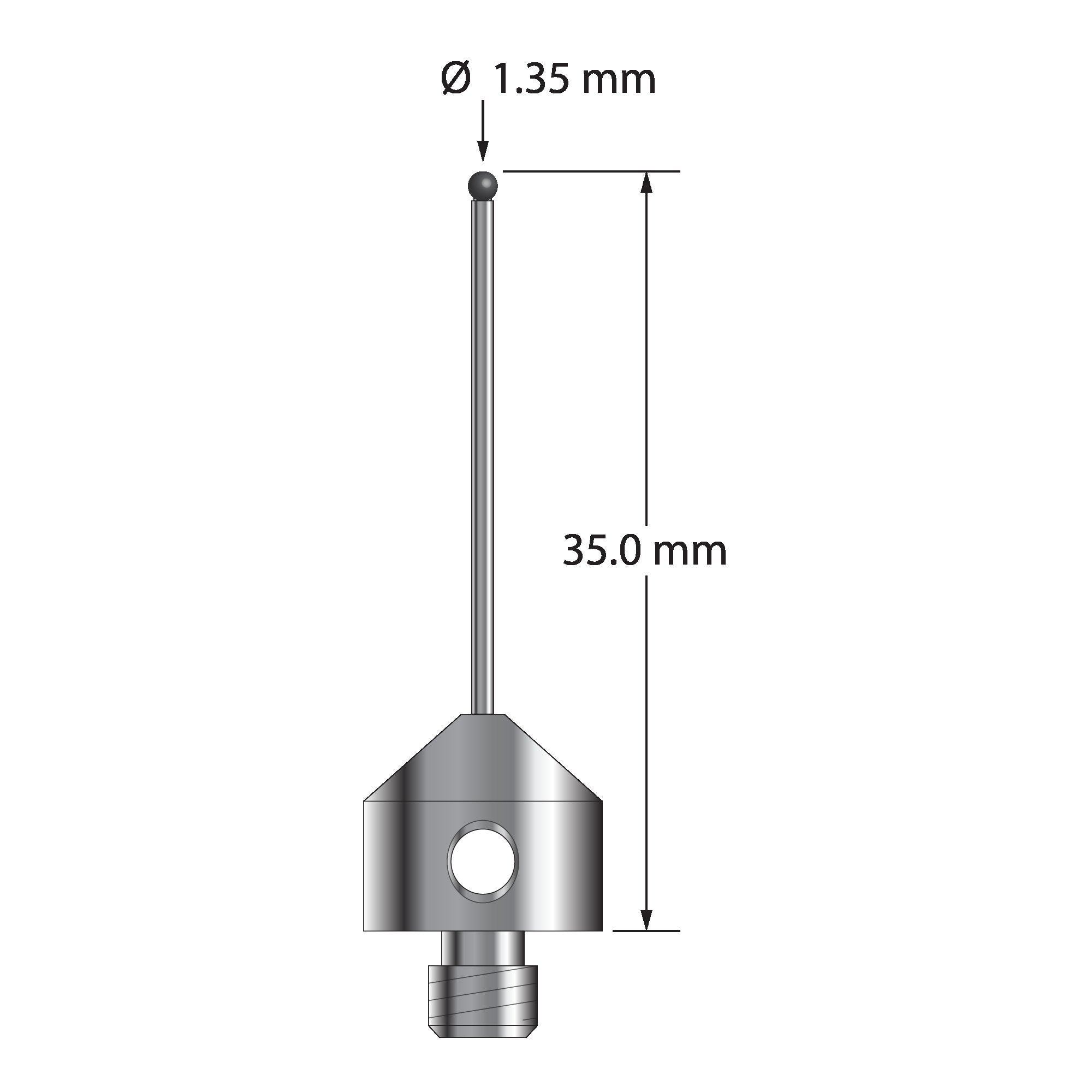 AFG-1335-SN M5 1.35mm silicon nitride stylus, 35.0mm long, by Q-Mark Manufacturing, Inc.
