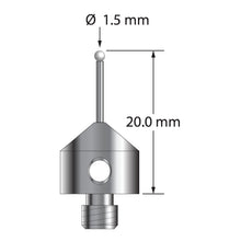AFG-1520-Z M5 stylus with 1.5mm zirconia ball, carbide stem, and stainless steel base, 20mm long by Q-Mark Manufacturing, Inc.