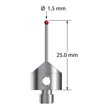 AFG-1525-L M5 stylus with 1.5mm ruby ball, carbide stem, and aluminum base, 25mm long by Q-Mark Manufacturing, Inc.