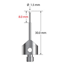 AFG-1530-L-Z M5 stylus with 1.5mm zirconia ball, stepped carbide stem, and aluminum base, 30mm long by Q-Mark Manufacturing, Inc.