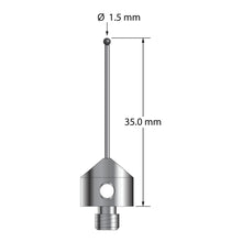 AFG-1535-DS1-SN M5 stylus with 1.5mm silicon nitride ball, carbide stem, and stainless steel base.