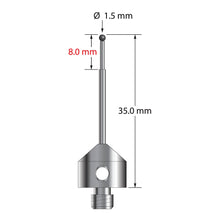 AFG-1535-SN M5 stylus with 1.5mm silicon nitride ball, carbide stem, and stainless steel base, 35mm long by Q-Mark Manufacturing, Inc.