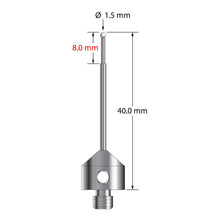 AFG-1540-Z M5 stylus with 1.5mm zirconia ball, carbide stem, and stainless steel base, 40mm long by Q-Mark Manufacturing, Inc.