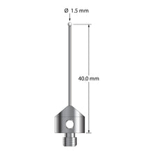 AFG-1540.75-DS1-Z M5 stylus with 1.5mm zirconia ball, carbide stem, and stainless steel base, 40mm long.