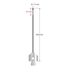AFG-1560 M5 stylus with 1.5mm ruby ball, stepped carbide stem, and stainless steel base, 60mm long.