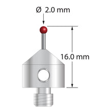 AFG-2016 M5 stylus with 2.0mm ruby ball, carbide stem, and stainless steel base, 16.0mm long by Q-Mark Manufacturing, Inc.