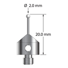 AFG-2020-Z M5 stylus with 2.0mm zirconia ball, carbide stem, and stainless steel base, 20.0mm long by Q-Mark Manufacturing, Inc.