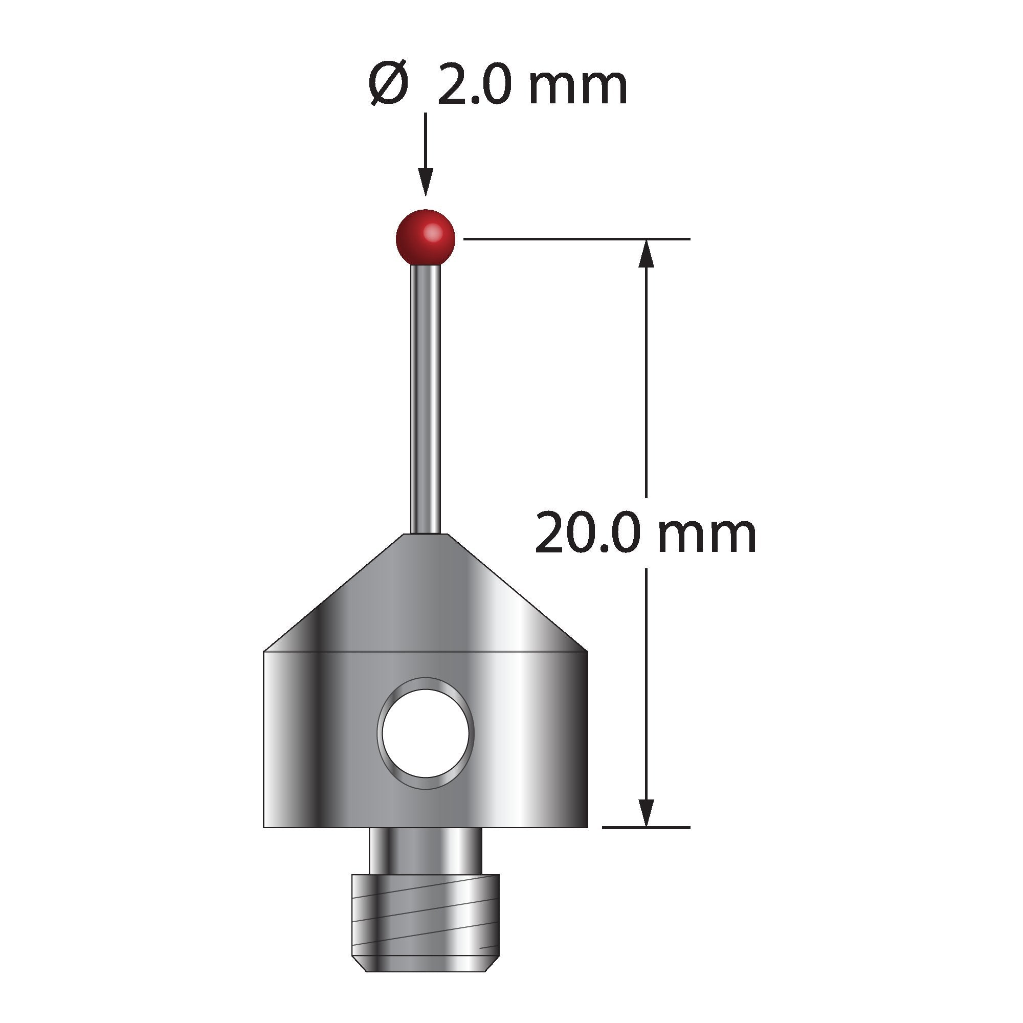AFG-2021 M5 stylus with 2.0mm ruby ball, carbide stem, and stainless steel base, 20.0mm long by Q-Mark Manufacturing, Inc.