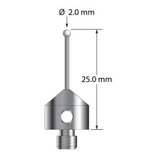 AFG-2025-Z M5 stylus with 2.0mm zirconia ball, carbide stem, and stainless steel base, 25.0mm long by Q-Mark Manufacturing, Inc.