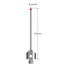 AFG-2055 M5 stylus with 2.0mm ruby ball, carbide stem, and stainless steel base, 55.0mm long by Q-Mark Manufacturing, Inc.