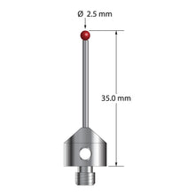 AFG-2535-L M5 stylus with 2.5mm ruby ball, carbide stem, and anodized aluminum base, 35mm long.