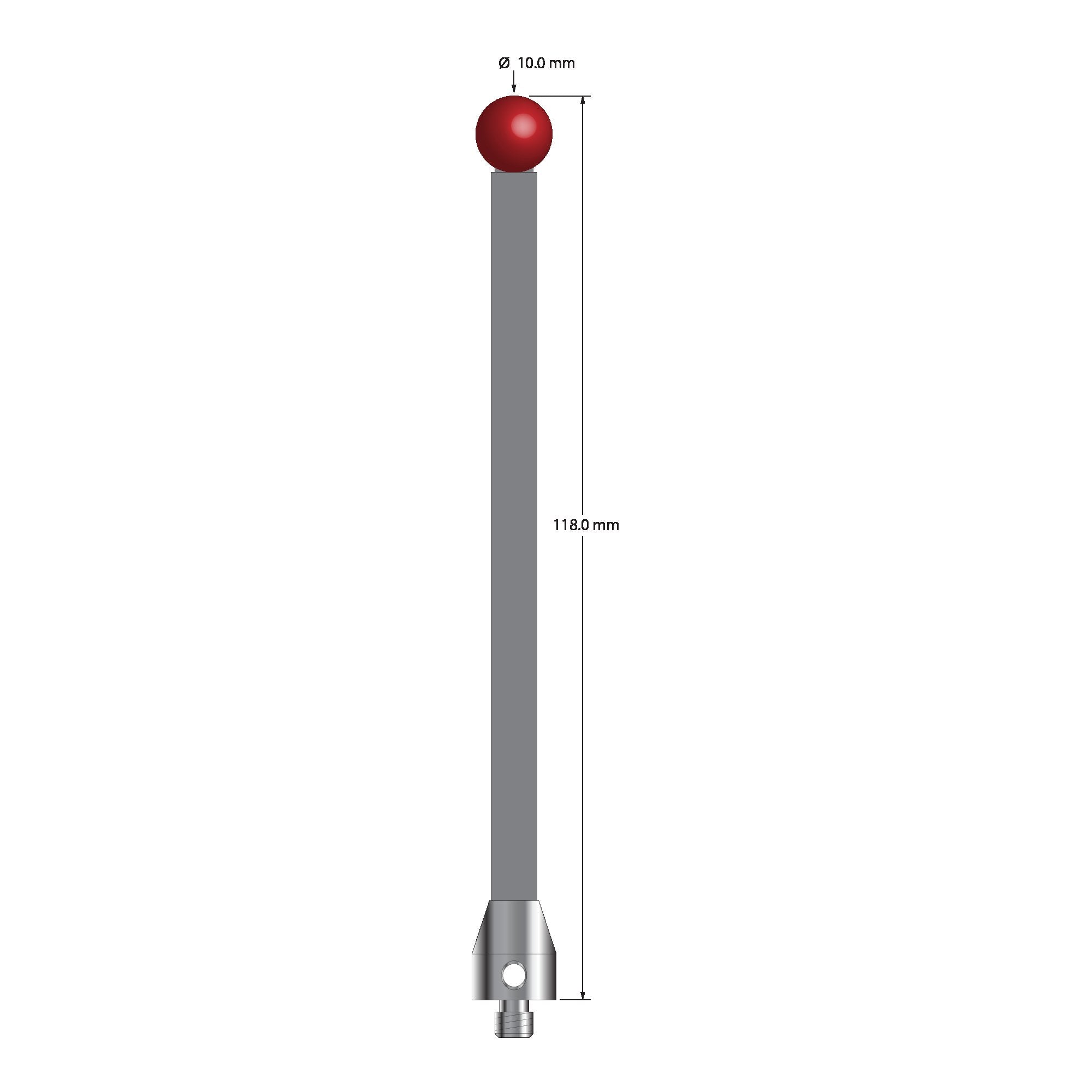 ATG-100118-TX M5 10.0mm ruby ball, carbon fiber stem, titanium base, 118.0mm stylus by Q-Mark Manufacturing, Inc.