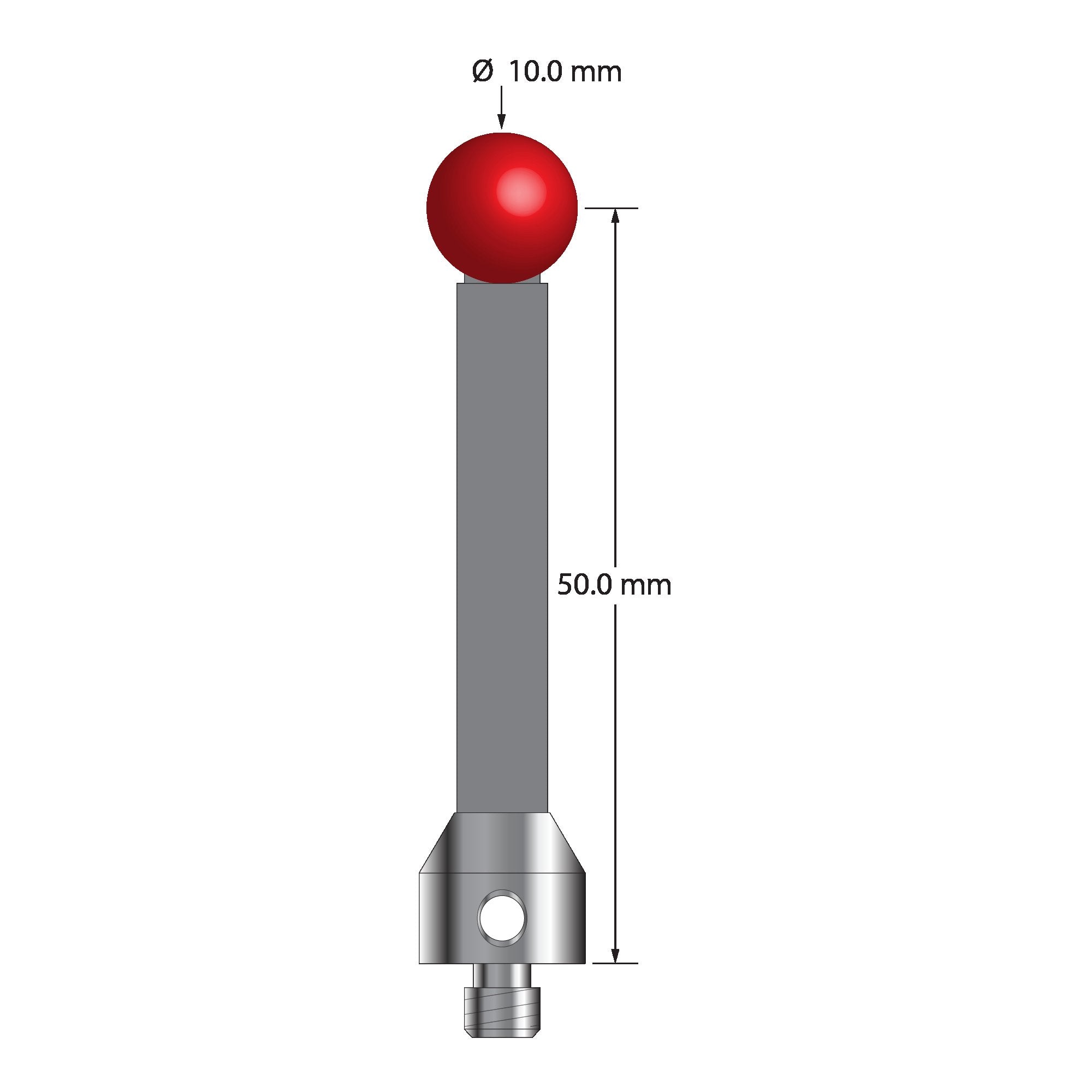 ATG-10055-G M5 stylus with 10.0mm ruby ball, carbon fiber stem, and stainless steel base by Q-Mark Manufacturing, Inc.