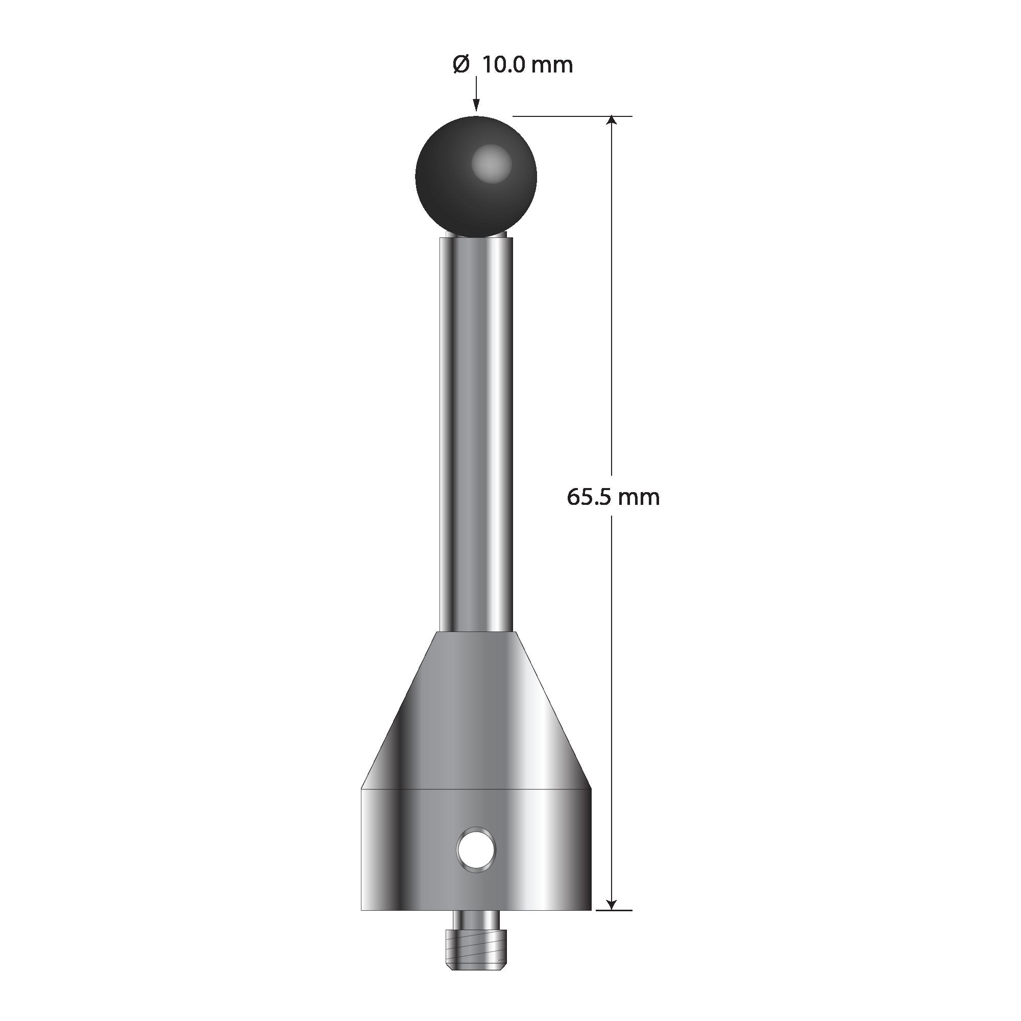 ATG-10065.5-19-SN M5 stylus with 10.0mm silicon nitride ball and stainless steel base, 65.5mm long by Q-Mark Manufacturing, Inc.