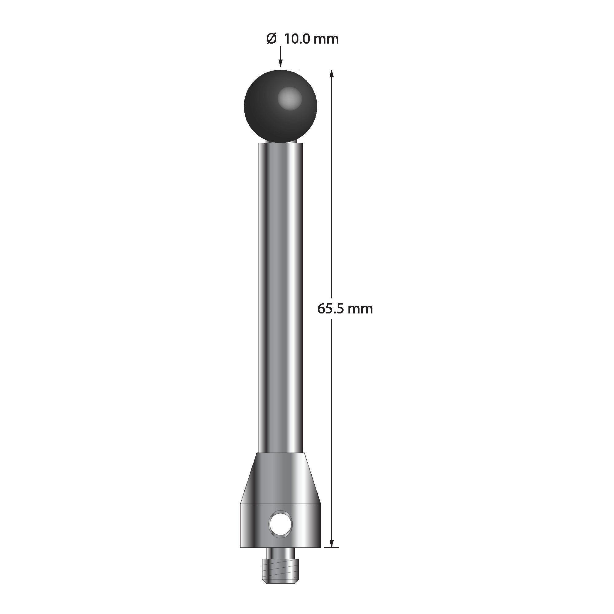 ATG-10065.5-SN M5 stylus with 10.0mm silicon nitride ball, carbide stem, and stainless steel base, 65.5mm long by Q-Mark Manufacturing, Inc.