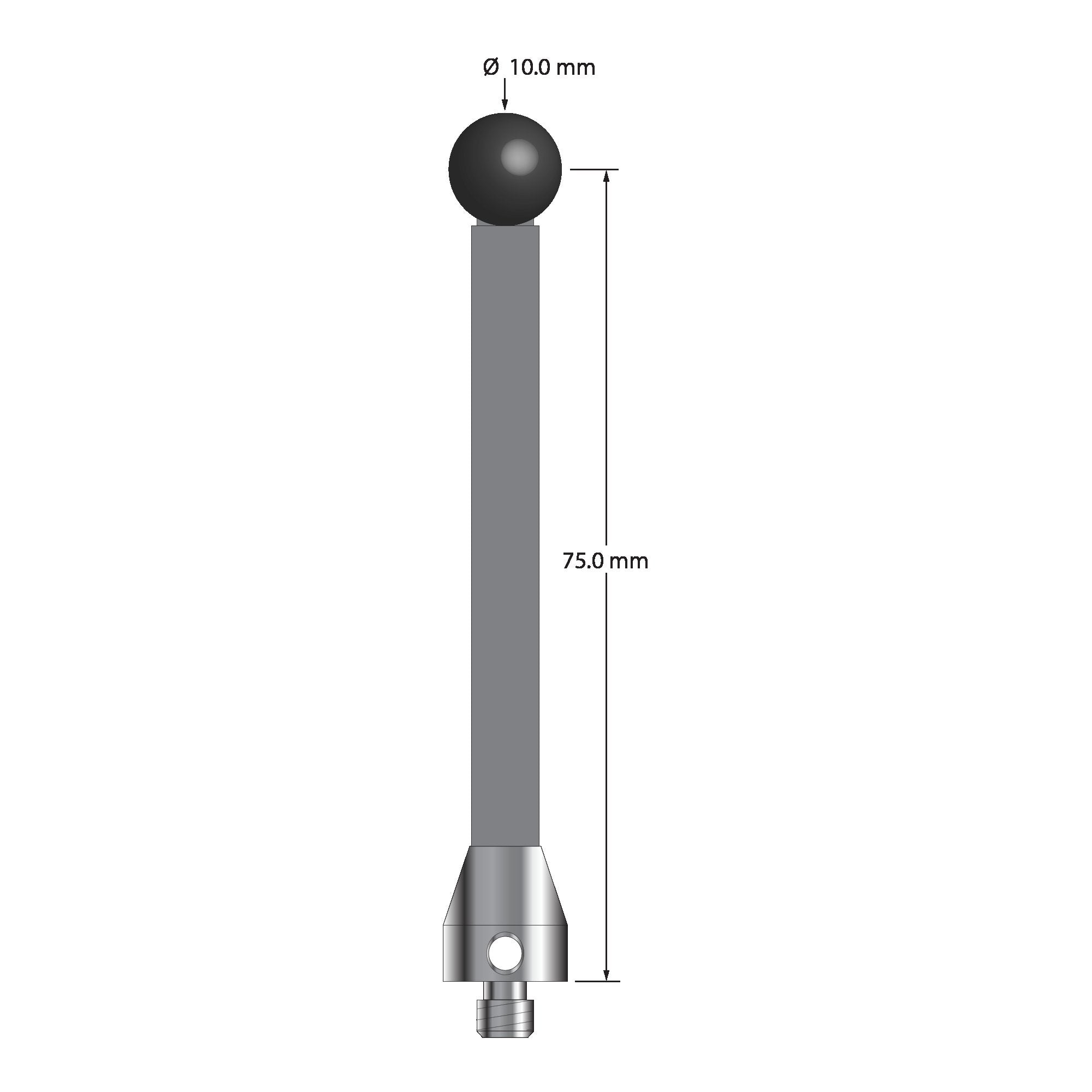 ATG-10080-G-SN M5 stylus with 10.0mm ruby ball, carbon fiber stem, and stainless steel base by Q-Mark Manufacturing, Inc.