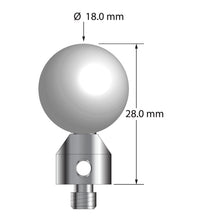 ATG-18028 M5 stylus with 18.0mm ceramic sphere, carbide stem, and stainless steel base, 28.0mm long by Q-Mark Manufacturing, Inc.