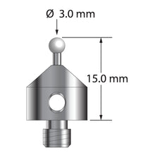 ATG-3015-Z M5 stylus with 3.0mm zirconia ball, carbide stem, and stainless steel base, 15.0mm long by Q-Mark Manufacturing, Inc.