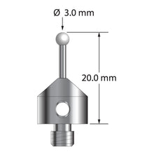 ATG-3020-Z M5 stylus with 3.0mm zirconia ball, carbide stem, and stainless steel base, 20.0mm long by Q-Mark Manufacturing, Inc.