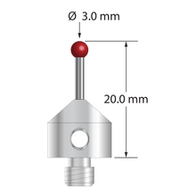 ATG-3020 M5 stylus with 3.0mm ruby ball, carbide stem, and stainless steel base, 20.0mm long by Q-Mark Manufacturing, Inc.