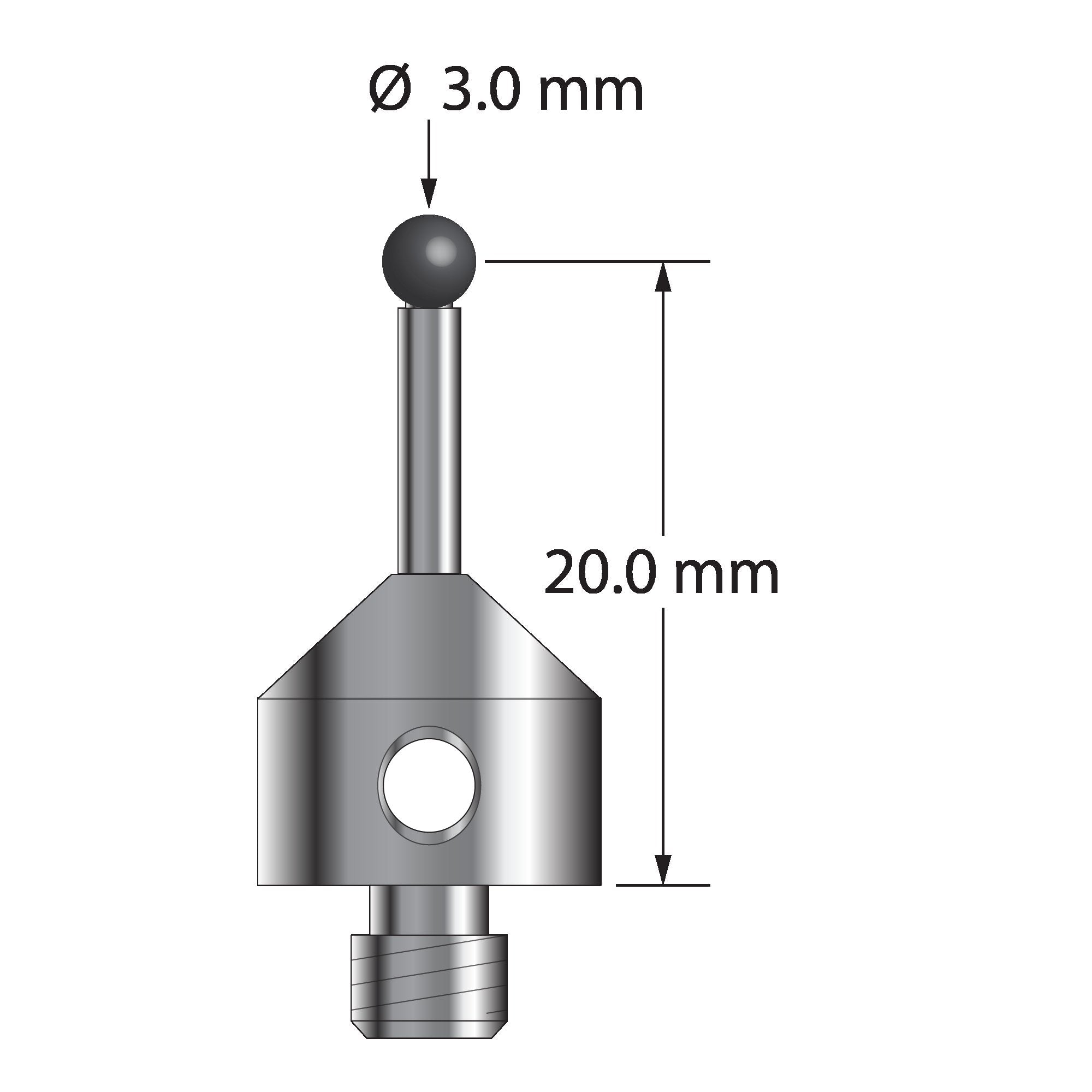 ATG-3021.5-SN M5 stylus with 3.0mm silicon nitride ball and stainless steel base by Q-Mark Manufacturing, Inc.