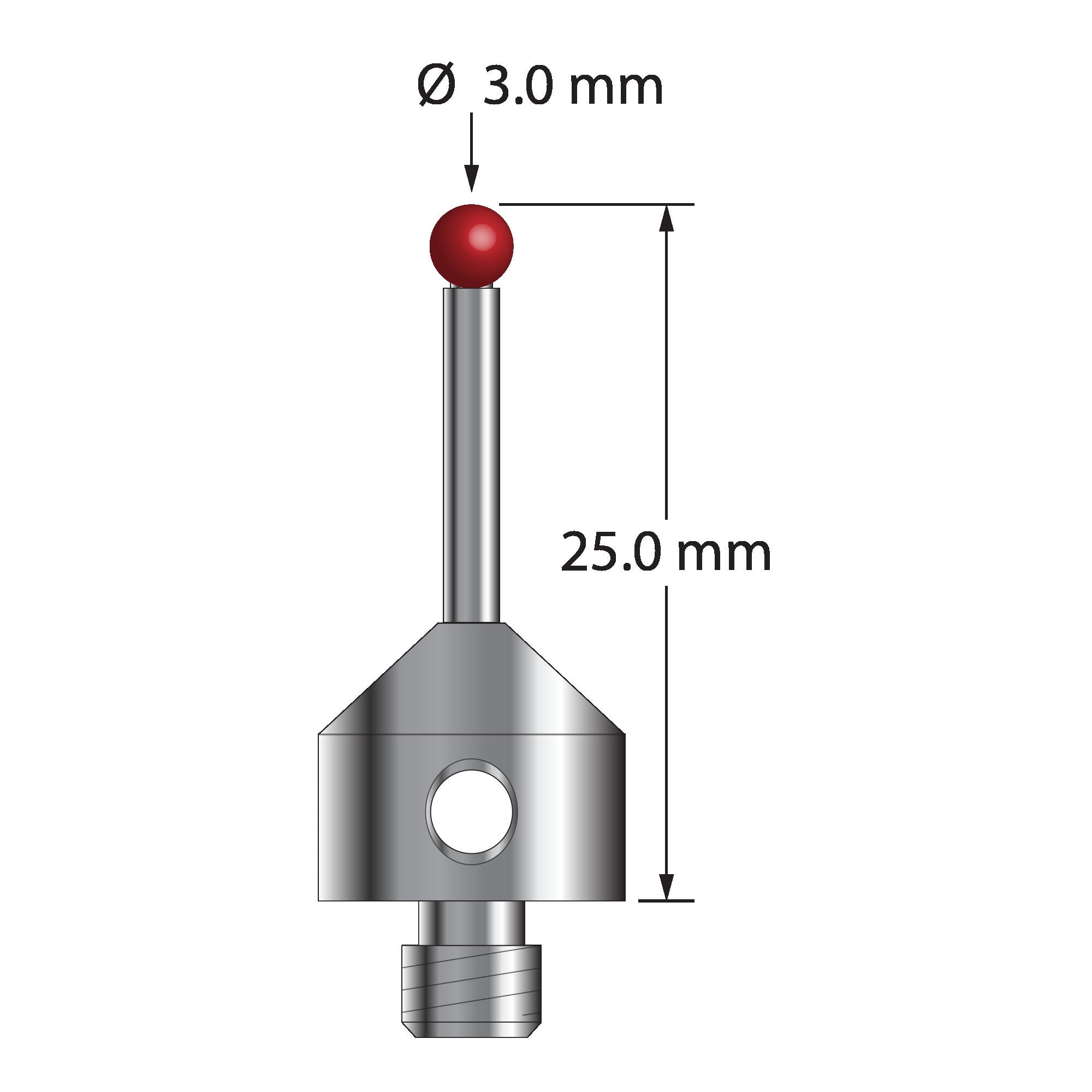 ATG-3025-DS2 M5 stylus with 3.0mm ruby ball, carbide stem, and stainless steel base by Q-Mark Manufacturing, Inc.