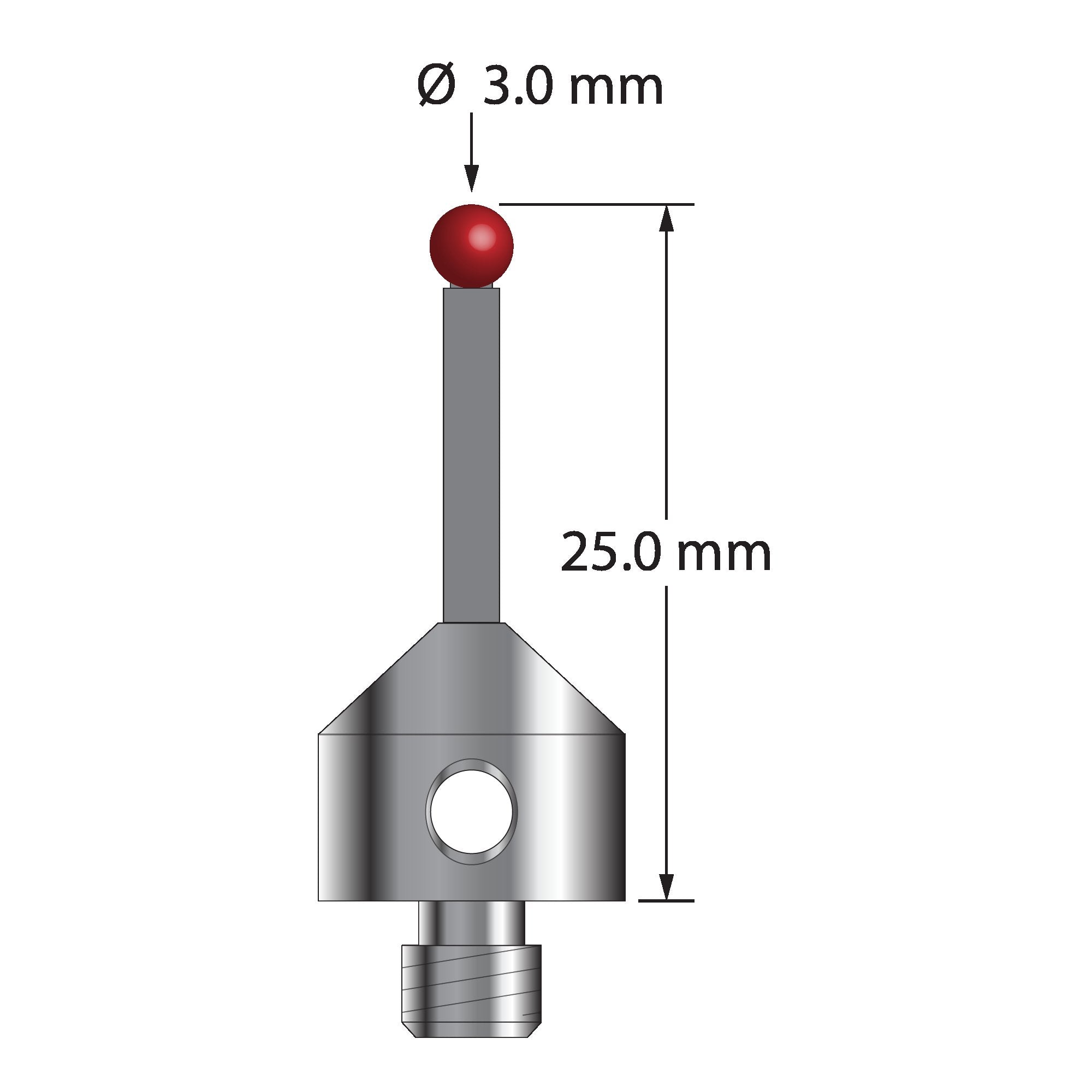 ATG-3025-TX M5 3.0mm ruby ball, carbon fiber stem, titanium base stylus by Q-Mark Manufacturing, Inc.