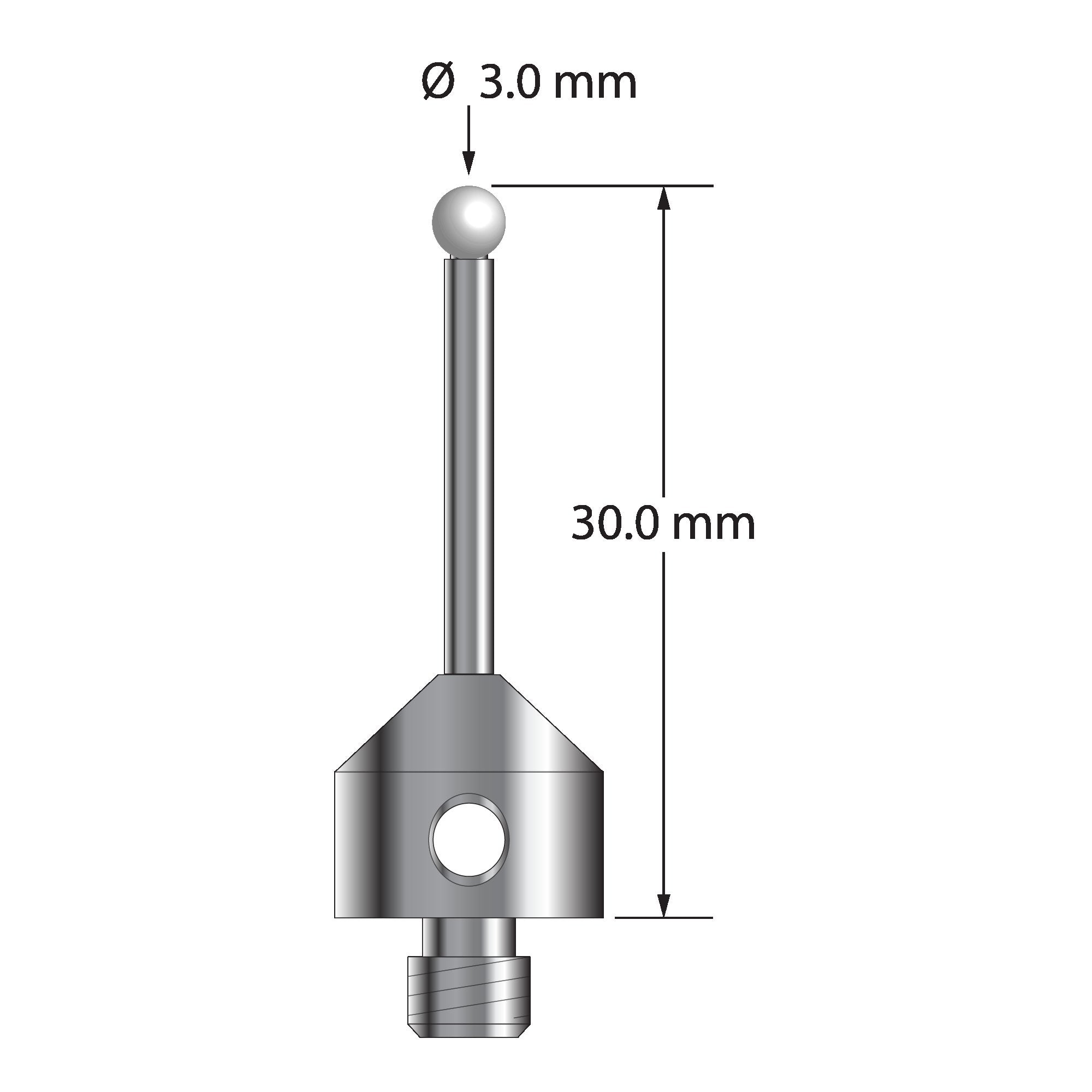 ATG-3030-L-Z M5 stylus with 3.0mm zirconia ball and carbide stem by Q-Mark Manufacturing, Inc.