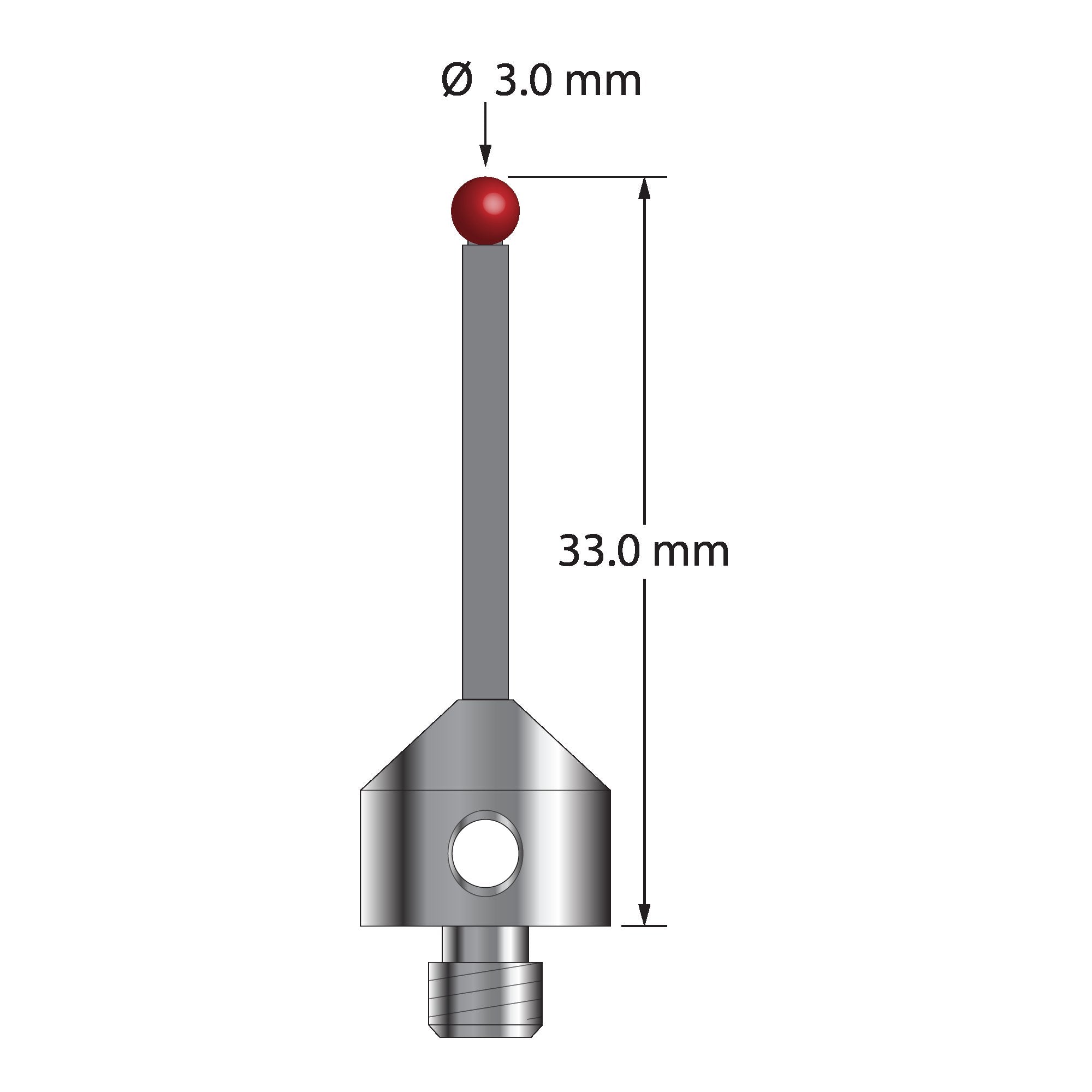 ATG-3033-TX M5 3.0mm ruby ball, carbon fiber stem, titanium base stylus, 33mm long by Q-Mark Manufacturing, Inc.