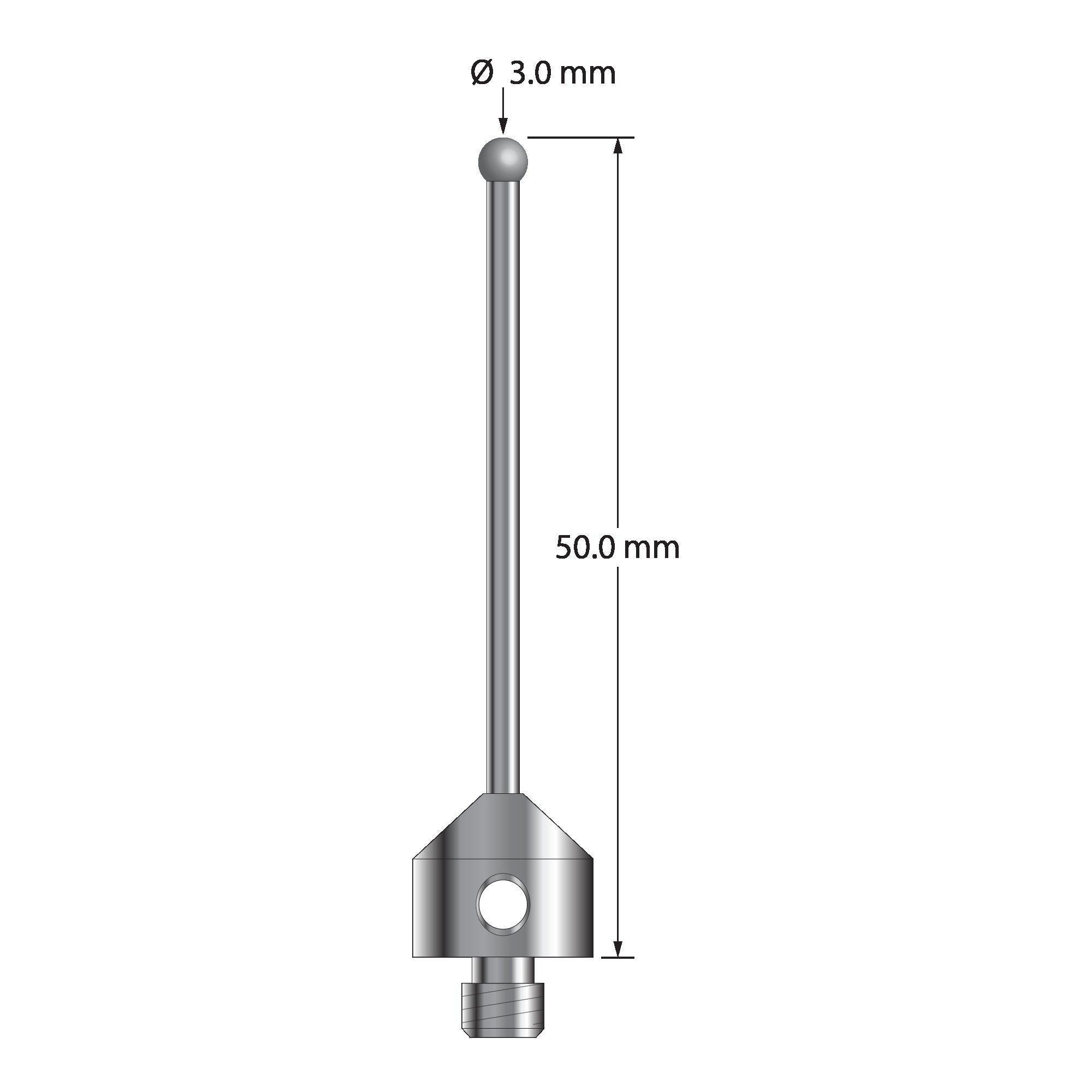ATG-3050-D M5 3.0mm diamond stylus with carbide stem and stainless steel base, 50mm long by Q-Mark Manufacturing, Inc.