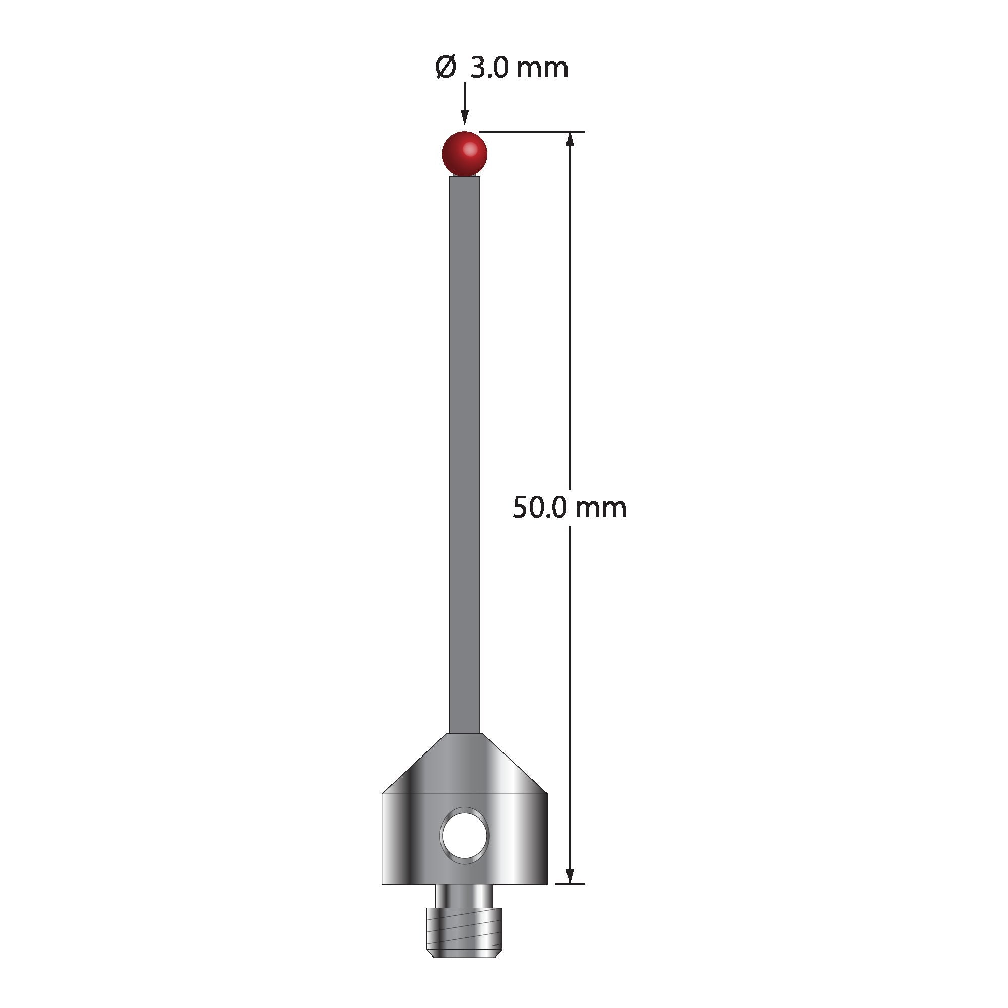 ATG-3050-TX M5 stylus with 3.0mm ruby ball, carbon fiber stem, and titanium base, 50mm long by Q-Mark Manufacturing, Inc.