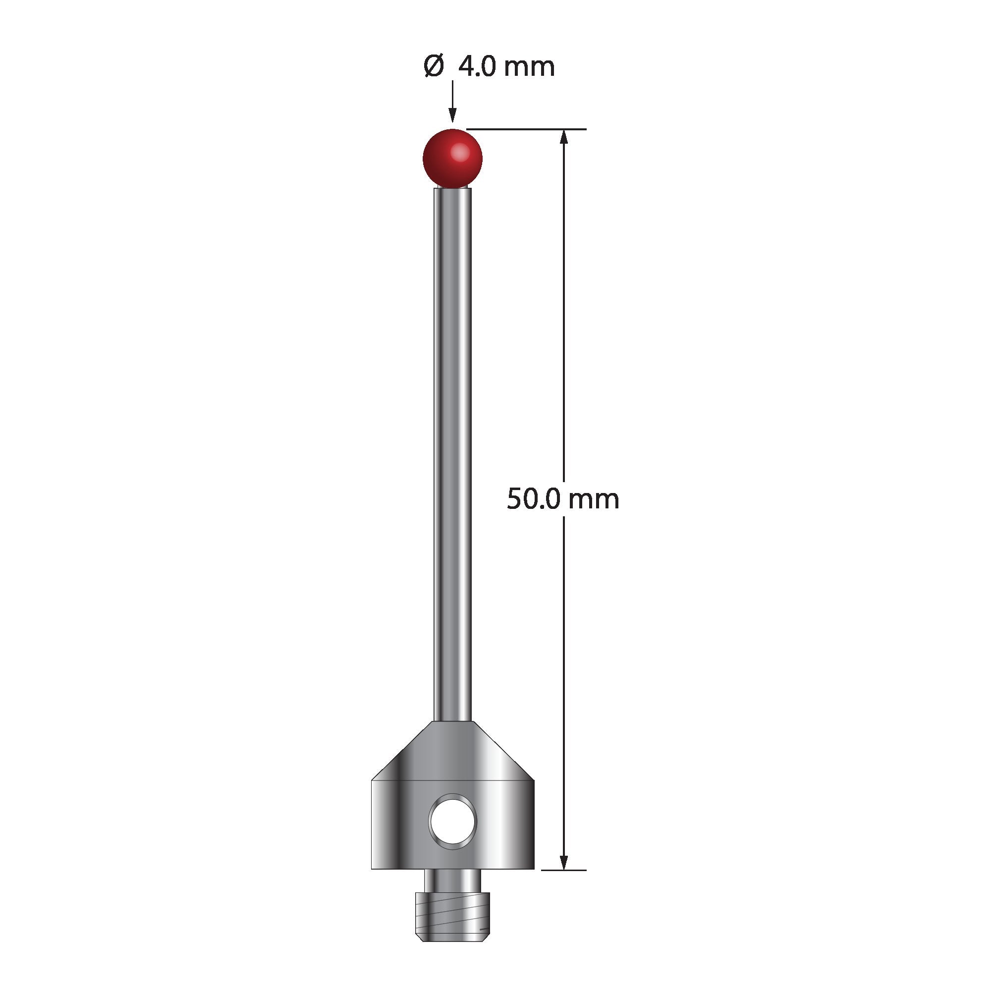 ATG-4050 M5 4.0mm ruby ball stylus with carbide stem and stainless steel base, 50mm long by Q-Mark Manufacturing, Inc.