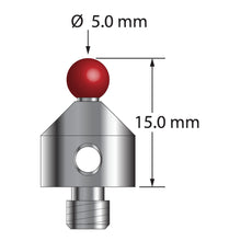 ATG-5015 M5 stylus with 5.0mm ruby ball, carbide stem, and stainless steel base, 15.0mm long by Q-Mark Manufacturing, Inc.