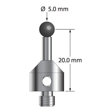 ATG-5022.5-SN M5 stylus with 5.0mm silicon nitride ball, carbide stem, and stainless steel base by Q-Mark Manufacturing, Inc.