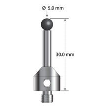 ATG-5030-DS3.5-SN M5 stylus with 5.0mm silicon nitride ball, carbide stem, and stainless steel base, 30.0mm long by Q-Mark Manufacturing, Inc.