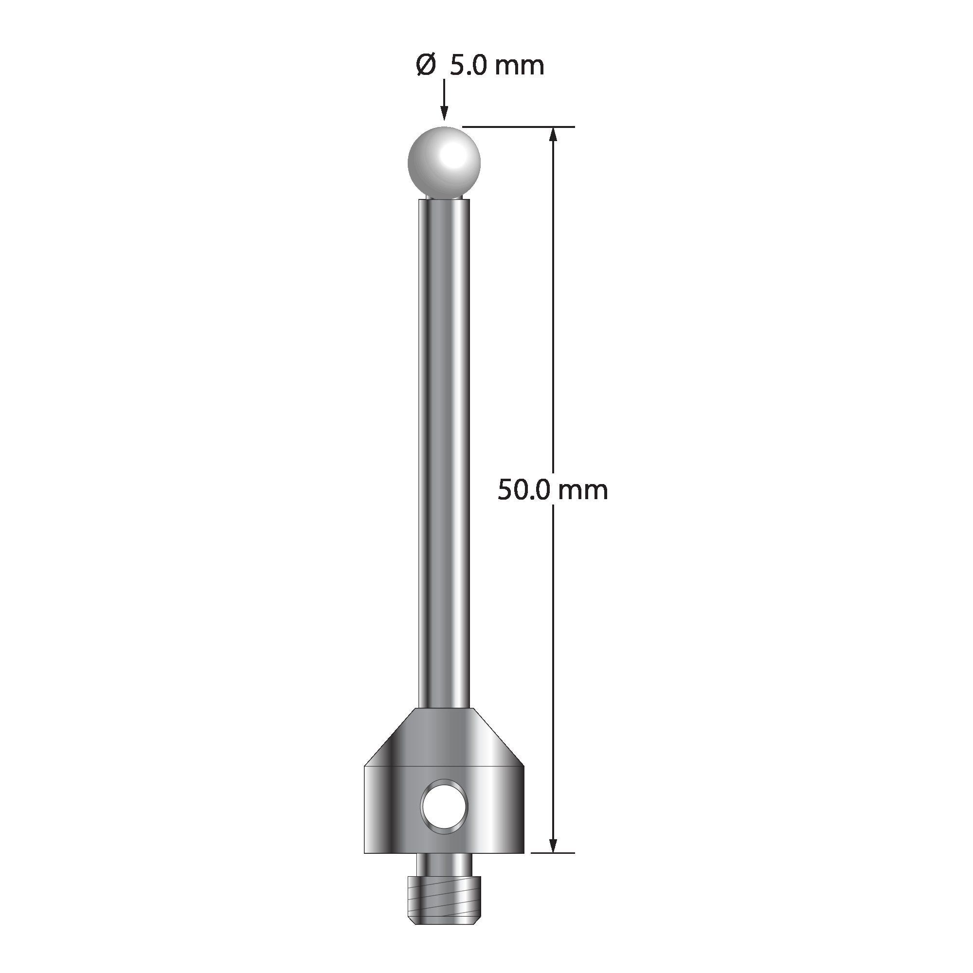 ATG-5050-Z M5 5.0mm zirconia ball stylus, 50.0mm long by Q-Mark Manufacturing, Inc.