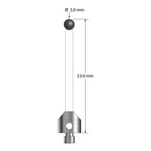 ATG-5053-C-SN M5 stylus with 5.0mm silicon nitride ball, ceramic stem, and aluminum base, 53.0mm long.