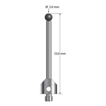 ATG-5053-SN M5 stylus with 5.0mm silicon nitride ball, carbide stem, and stainless steel base, 53.0mm long by Q-Mark Manufacturing, Inc.