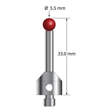 ATG-5533 M5 stylus with 5.5mm ruby ball, carbide stem, and stainless steel base, 33mm long by Q-Mark Manufacturing, Inc.