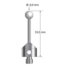 ATG-6033-DS2-Z M5 stylus with 6.0mm zirconia ball, carbide stem, and stainless steel base, 33.0mm long by Q-Mark Manufacturing, Inc.