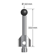 ATG-6033-SN M5 stylus with 6.0mm silicon nitride ball, carbide stem, and stainless steel base, 33.0mm long by Q-Mark Manufacturing, Inc.