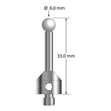 ATG-6033-Z M5 stylus with 6.0mm zirconia ball, carbide stem, and stainless steel base, 33.0mm long by Q-Mark Manufacturing, Inc.