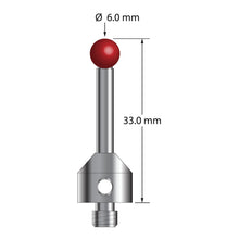 ATG-6033 M5 stylus with 6.0mm ruby ball, carbide stem, and stainless steel base, 33.0mm long by Q-Mark Manufacturing, Inc.