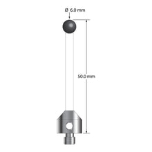 ATG-6050-C-SN M5 stylus with 6.0mm silicon nitride ball, ceramic stem, and aluminum base, 50mm long.