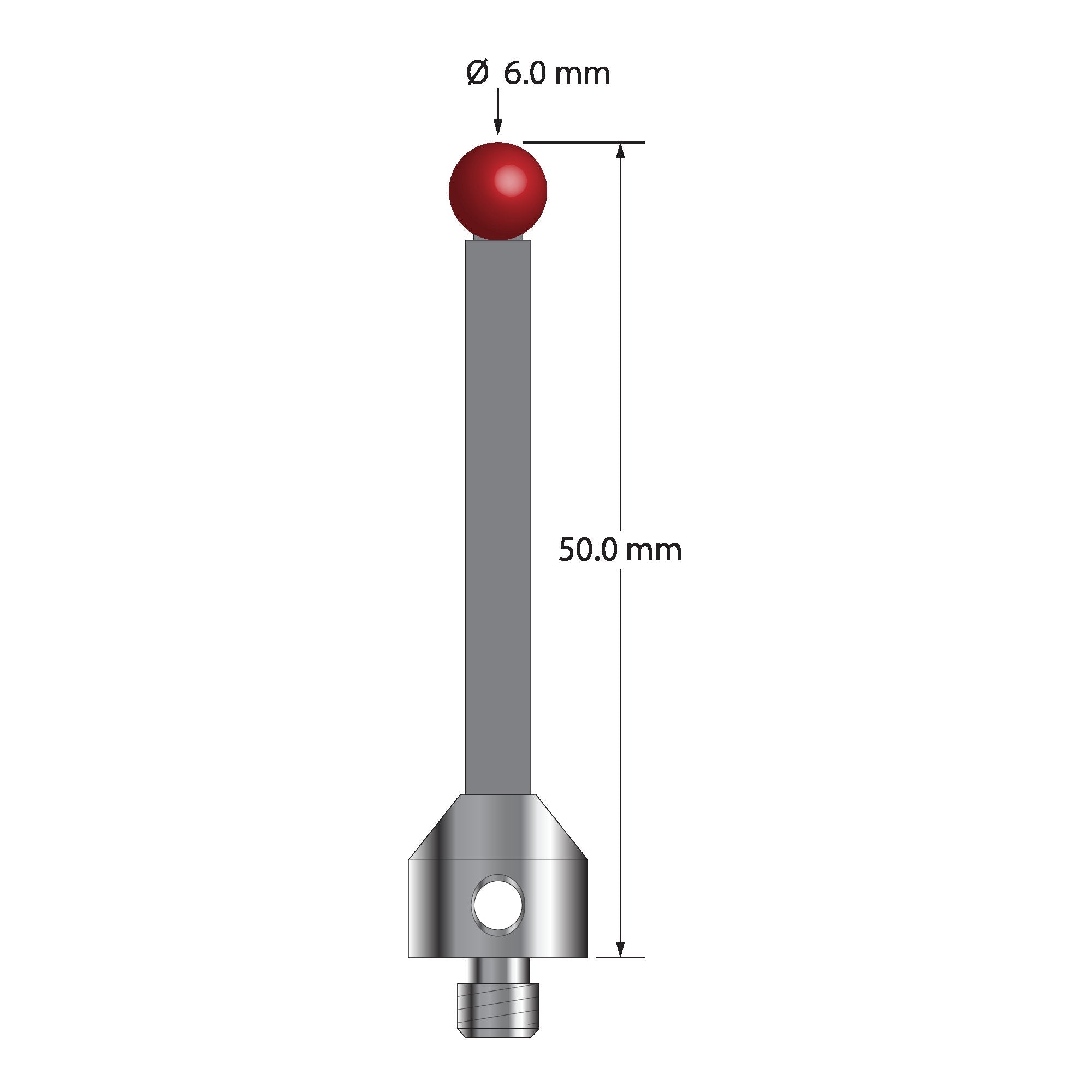 ATG-6050-G M5 stylus with ruby ball, carbon fiber stem, and stainless steel base, 50mm long by Q-Mark Manufacturing, Inc.