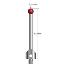 ATG-6053 M5 6.0mm ruby ball stylus with carbide stem and stainless steel base, 53.0mm long by Q-Mark Manufacturing, Inc.