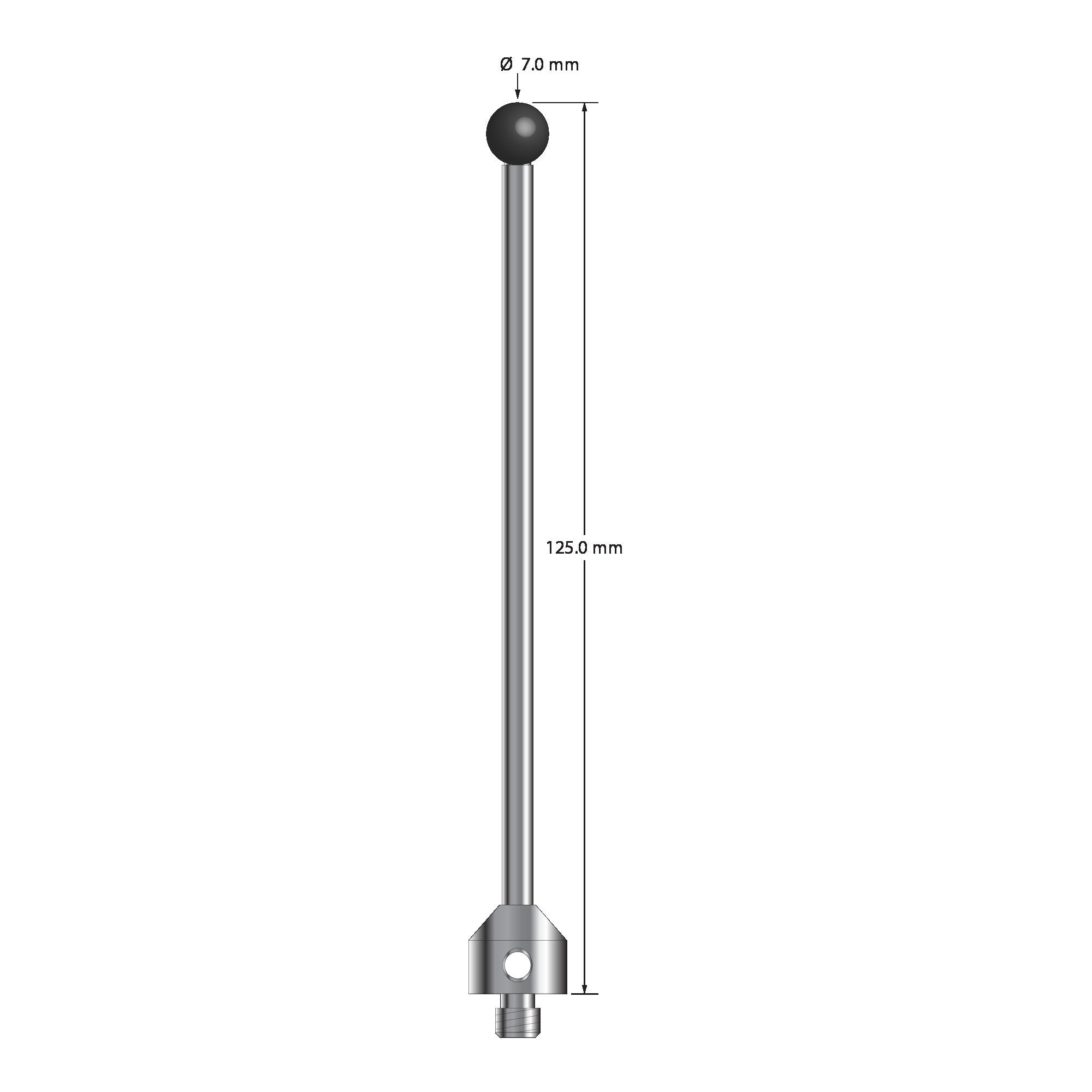 ATG-70125-SN M5 stylus with 7.0mm silicon nitride ball and carbide stem, 125mm long by Q-Mark Manufacturing, Inc.